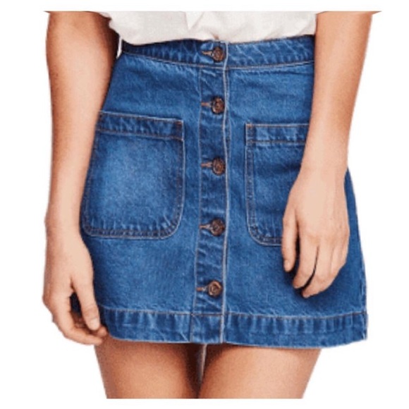 NWT Free People We The Free Super High Rise Denim Button Down Skirt - Picture 2 of 9